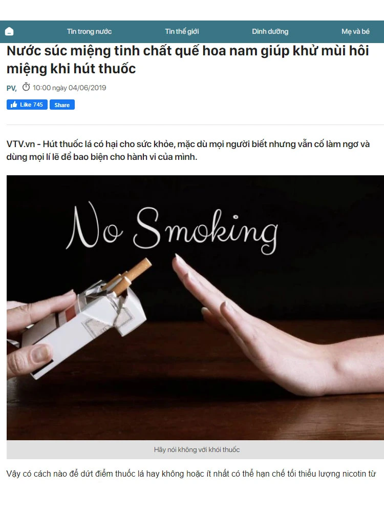 Báo vtv đưa tin về sản phẩm cai thuốc lá hoa nam